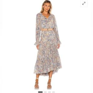 Free People Feeling Groovy Maxi Dress Ivory Blue